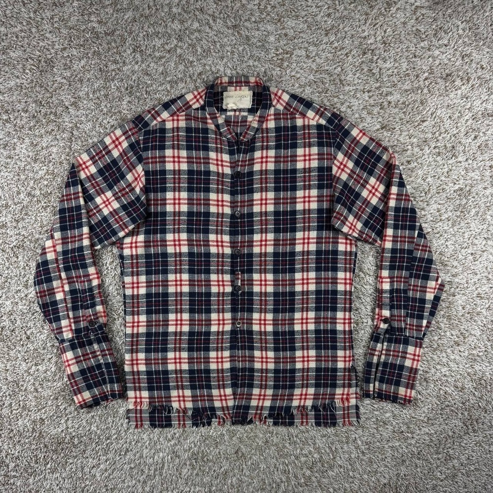 Greg Lauren Flannel Plaid Shirt Long Sleeve Men's Size 3 Large